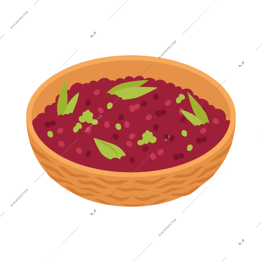 Isometric coffee production icon with basket of red berries 3d vector illustration