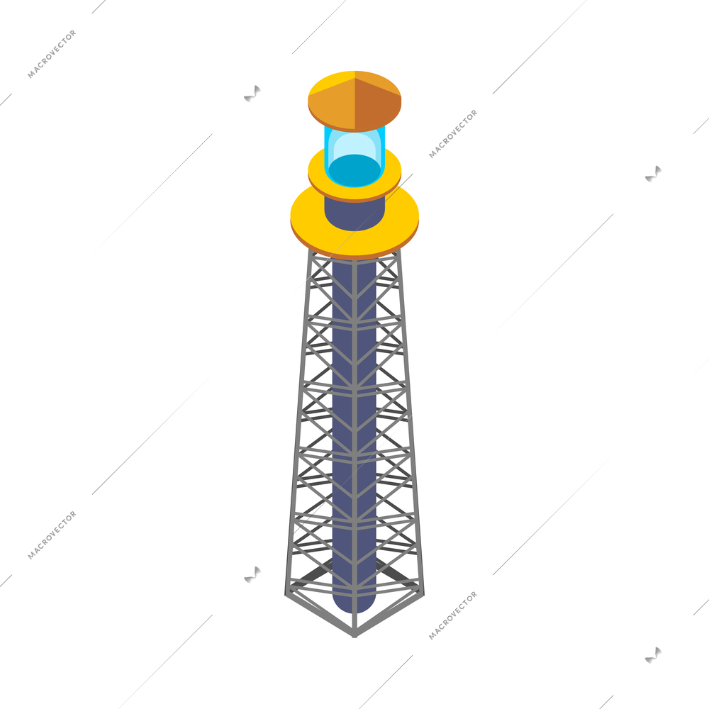 Isometric seaport lighthouse 3d icon on white background vector illustration