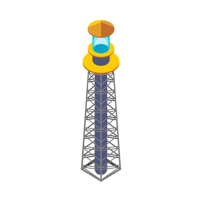 Isometric seaport lighthouse 3d icon on white background vector illustration