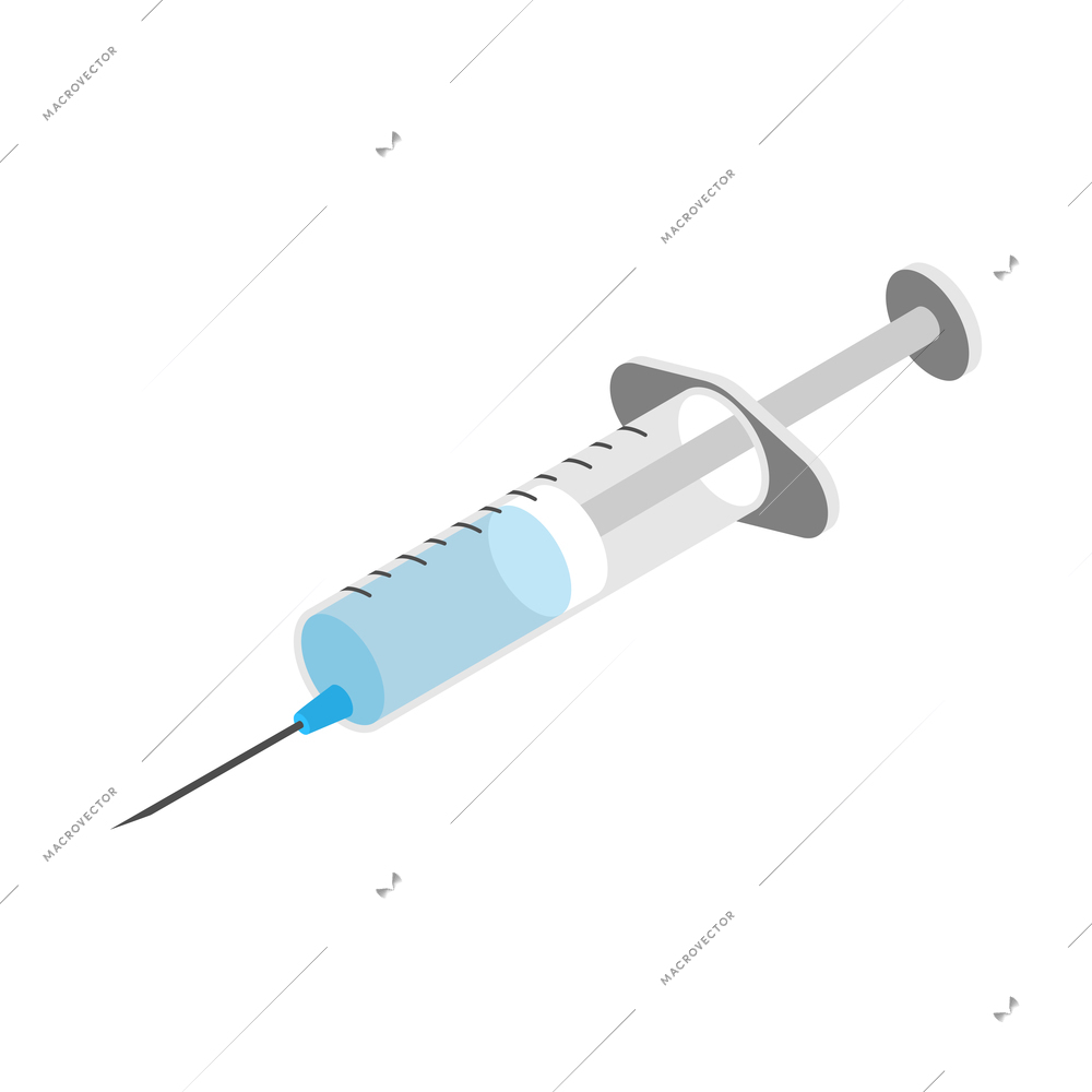 Isometric syringe icon on white background 3d vector illustration