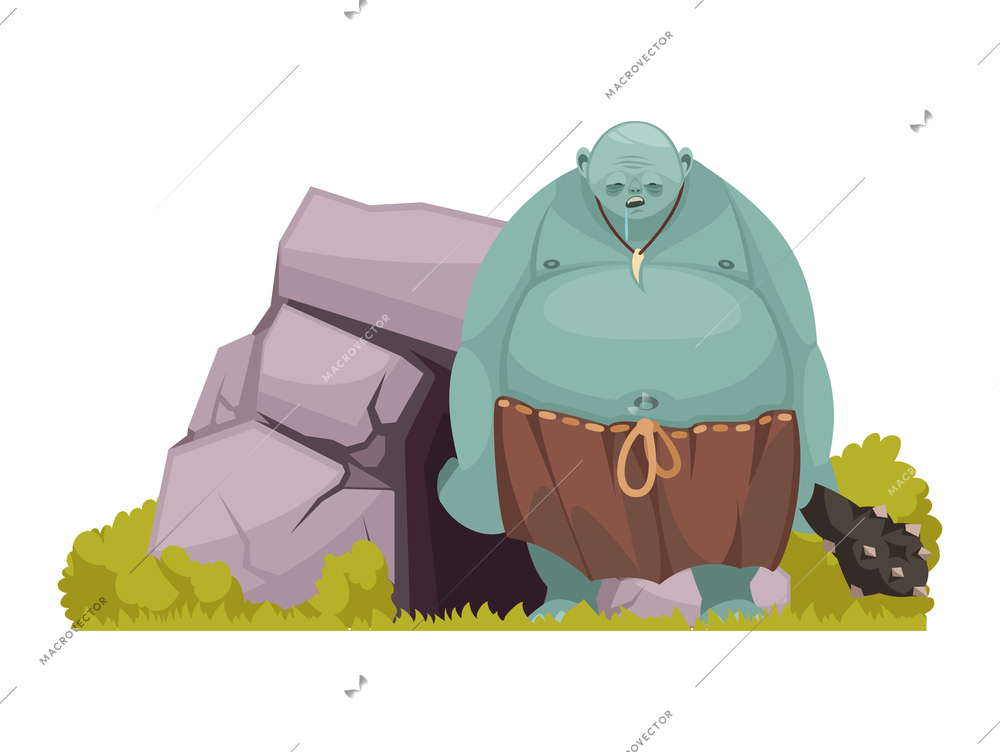 Evil character cartoon concept with giant monster holding bludgeon vector illustration