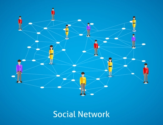 Social network concept with male and female avatars connected vector illustration