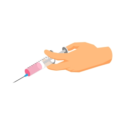 Vaccination isometric icon with doctor or nurse hand holding syringe 3d vector illustration