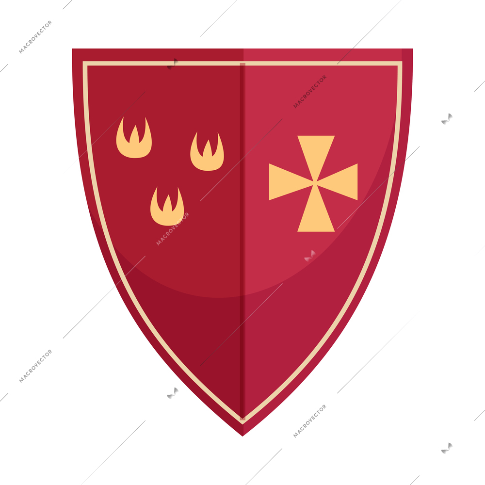 Royal shield in flat style on white background vector illustration