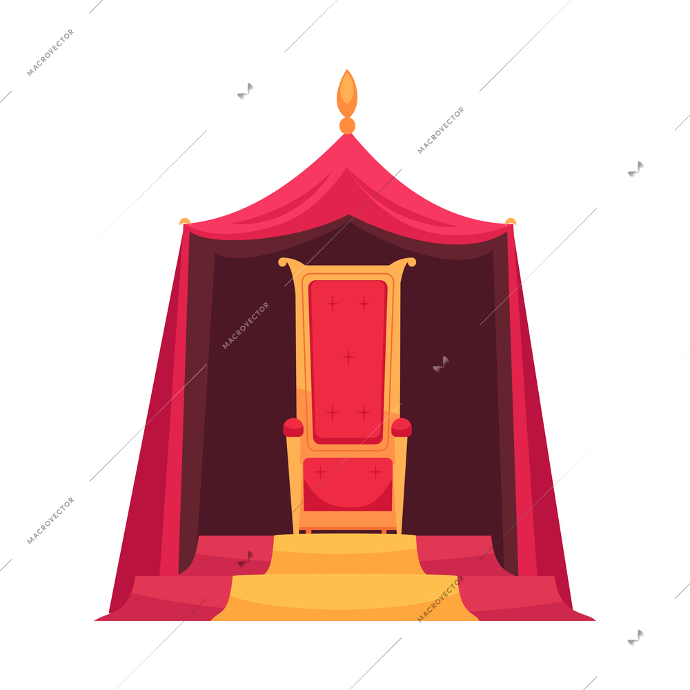Empty royal throne flat cartoon vector illustration