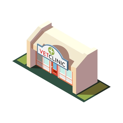 Isometric vet clinic building on white background 3d vector illustration