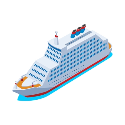 Isometric white cruise liner on blank background 3d vector illustration