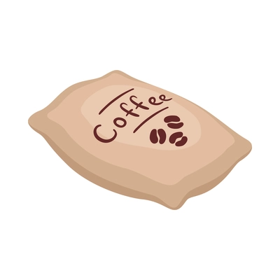 Isometric icon with sack of coffee beans on white background 3d vector illustration