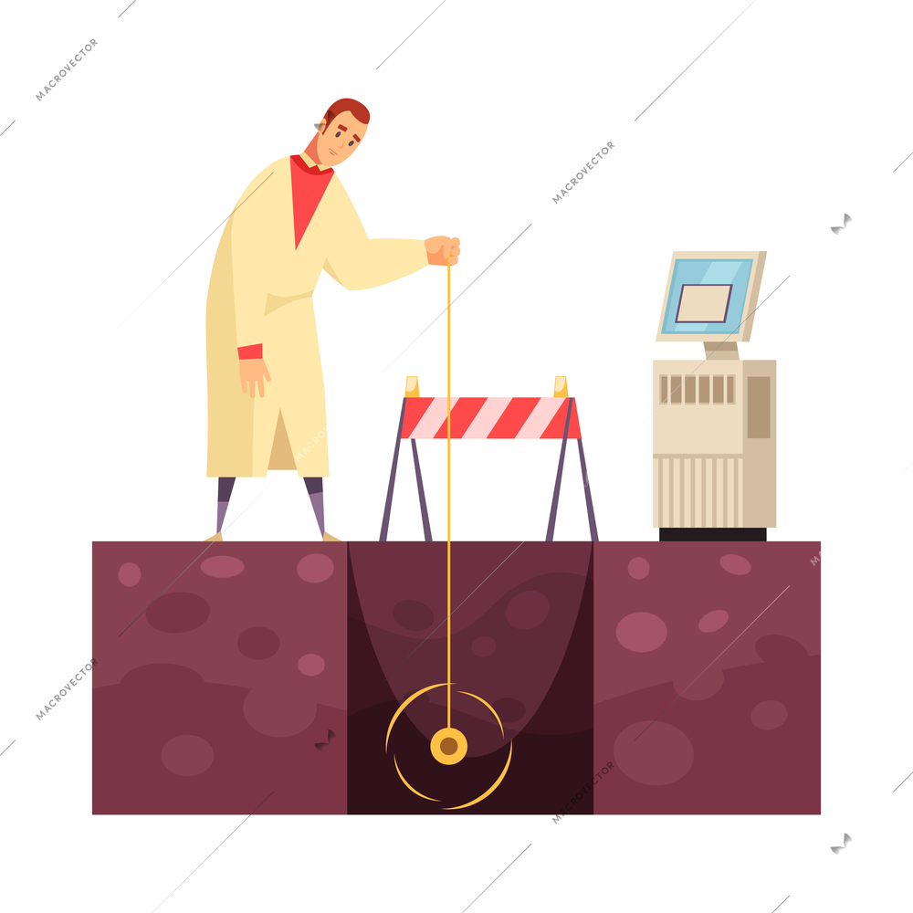 Male scientist working at innovative science laboratory with modern equipment cartoon vector illustration