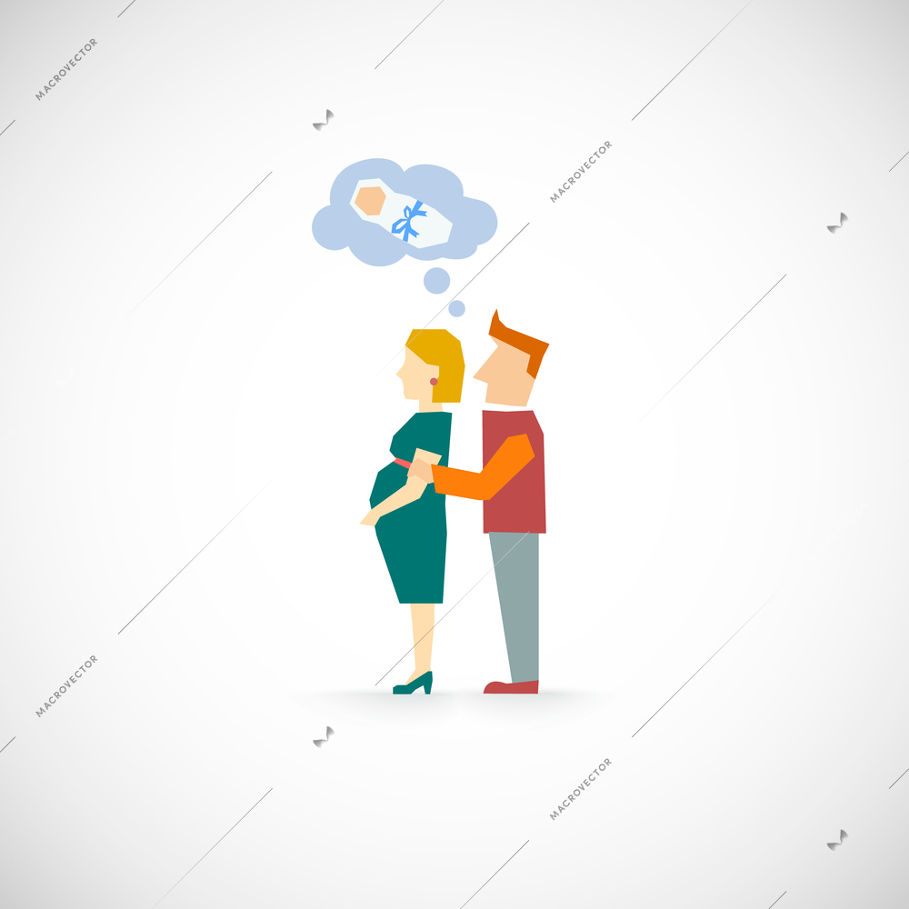 Family icon flat with married couple of pregnant woman and man vector illustration