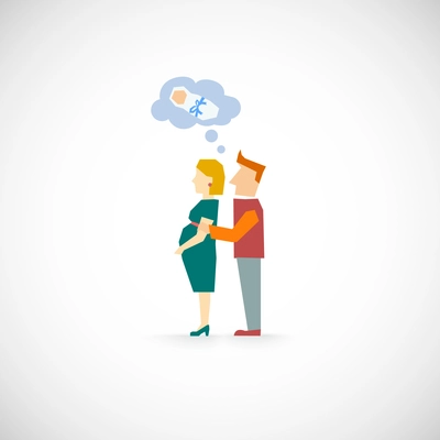 Family icon flat with married couple of pregnant woman and man vector illustration