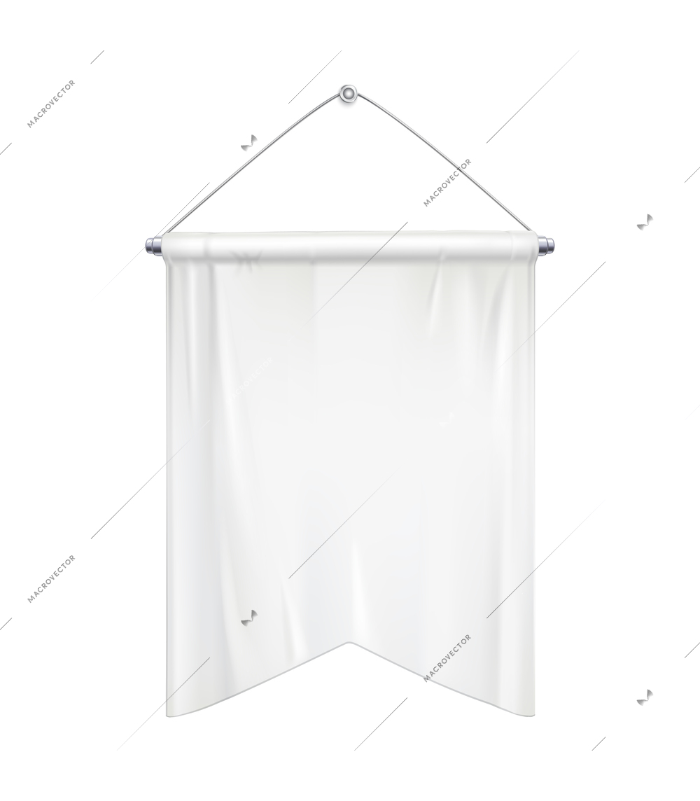 Realistic hanging white pennant template vector illustration