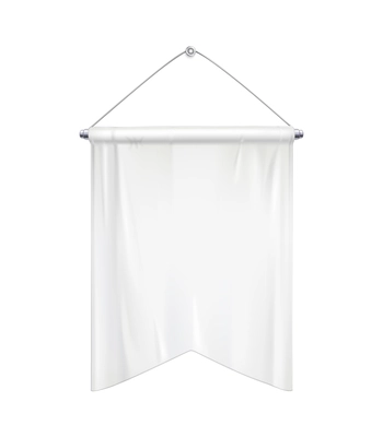 Realistic hanging white pennant template vector illustration