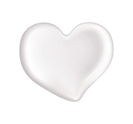 Realistic heart shaped cosmetic cream smear vector illustration