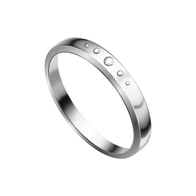 Realistic white gold ring with diamonds vector illustration