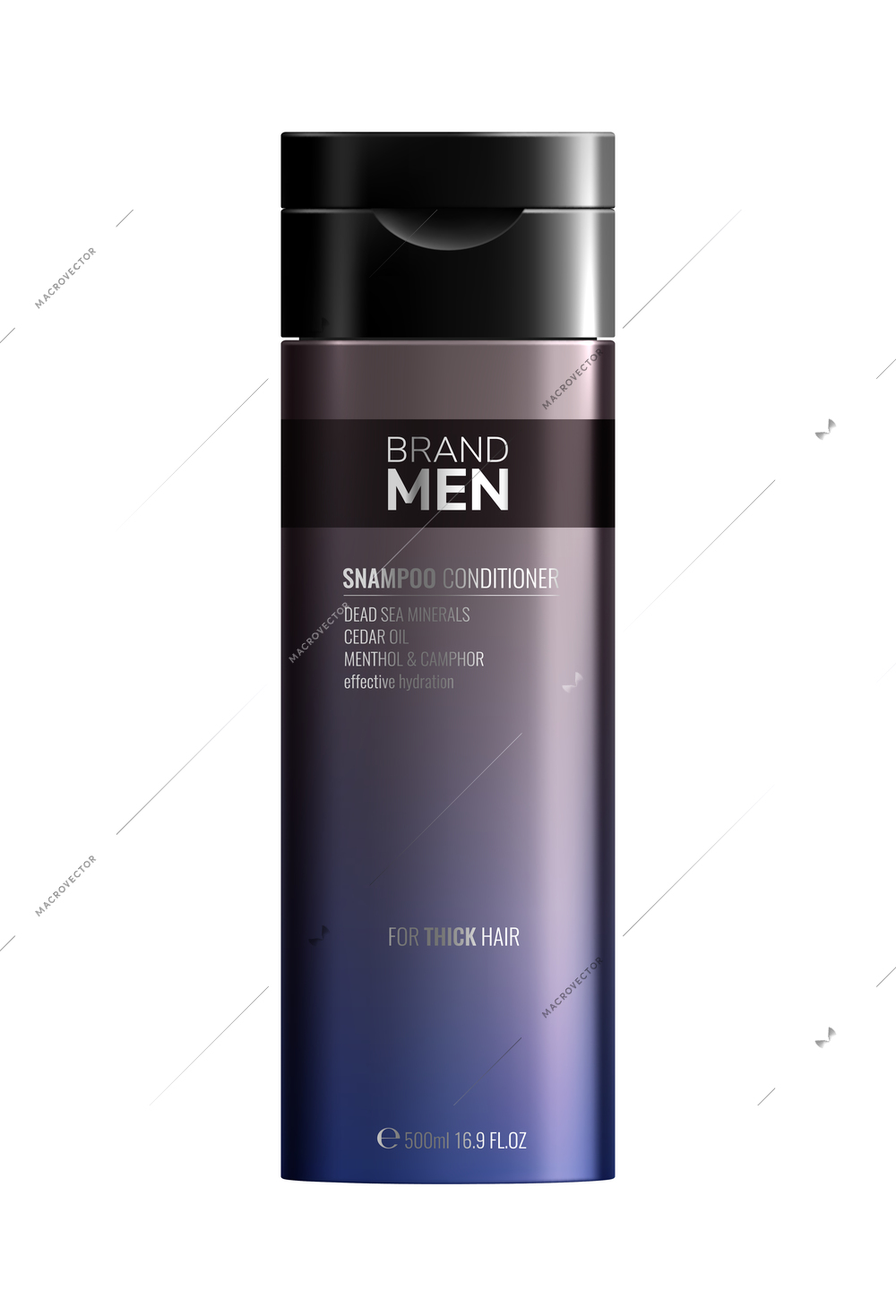 Realistic colored men shampoo and conditioner bottle vector illustration