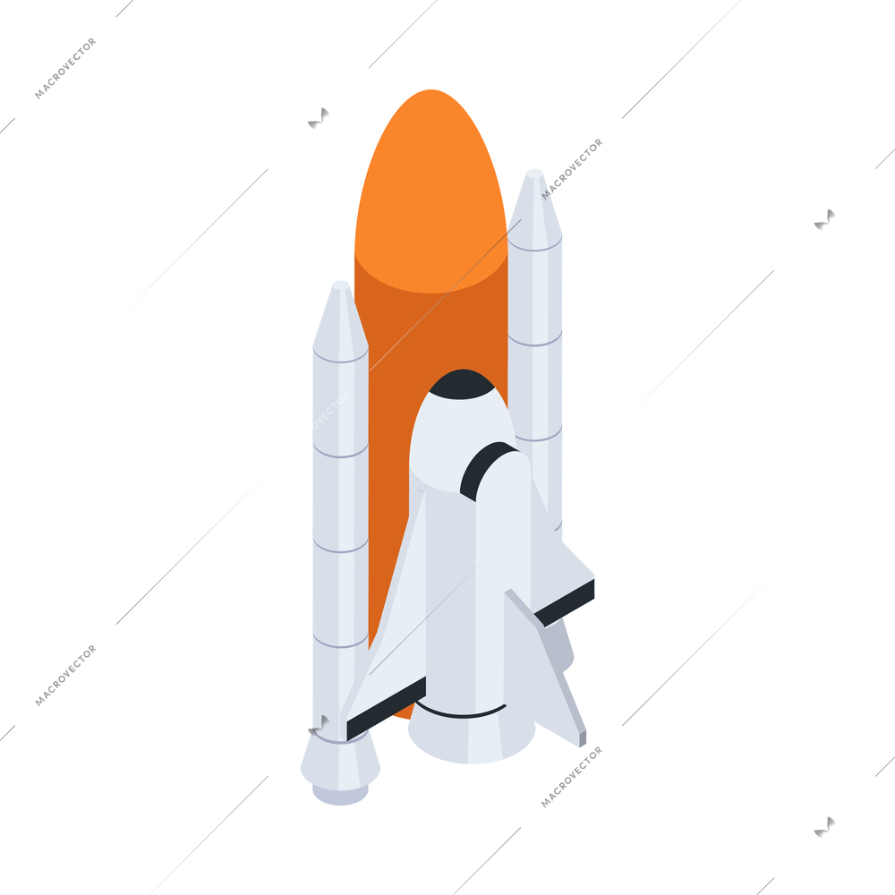 Spacecraft isometric icon on white background 3d vector illustration