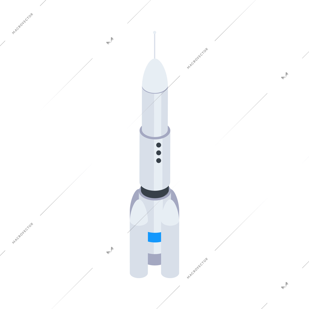 Space rocket isometric icon on white background 3d vector illustration