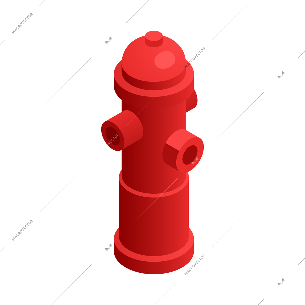 Red fire hydrant isometric icon 3d vector illustration