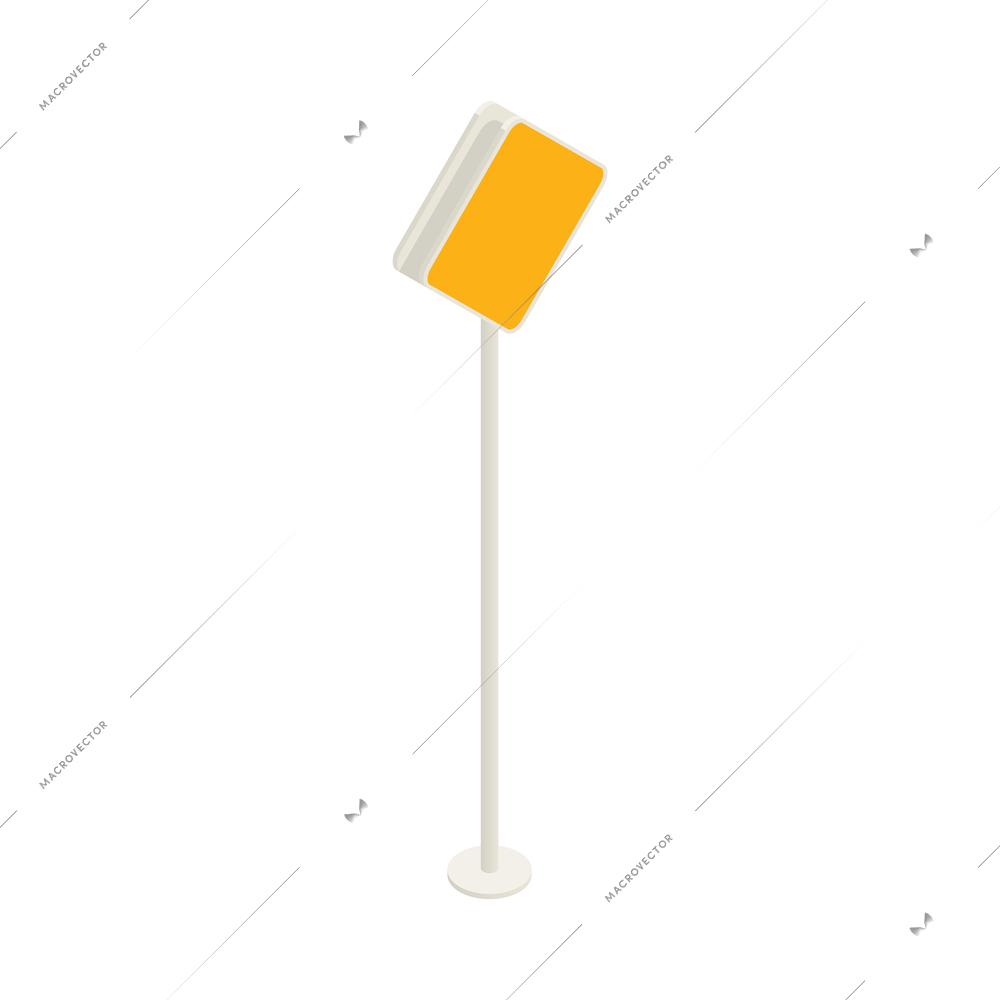 Isometric yellow road sign 3d vector illustration