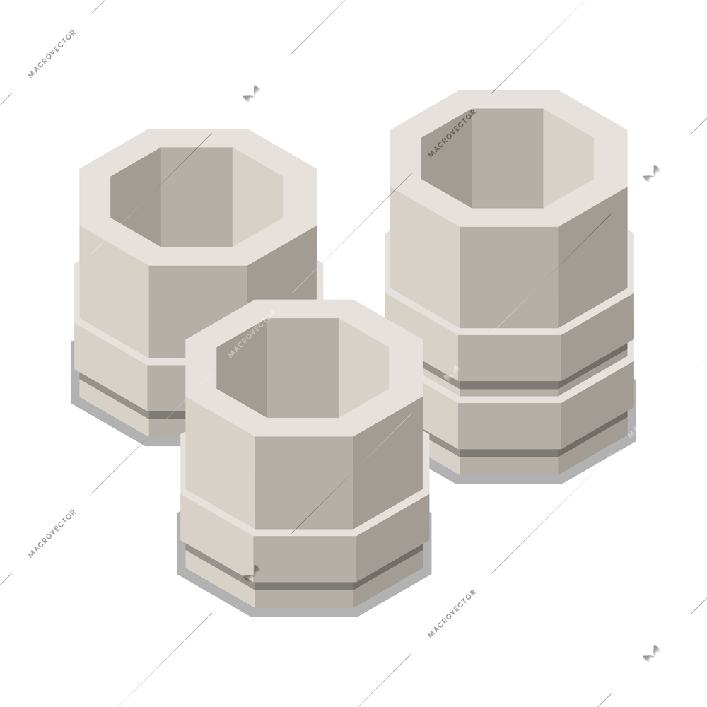 Metal industry isometric icon with complete items 3d vector illustration