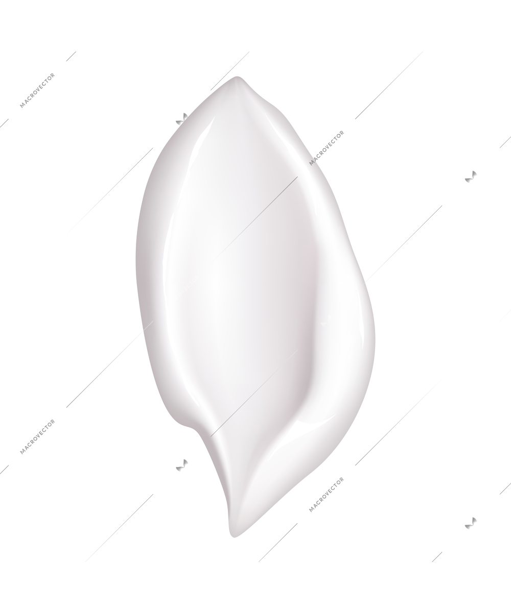 Realistic white cream smear on blank background vector illustration