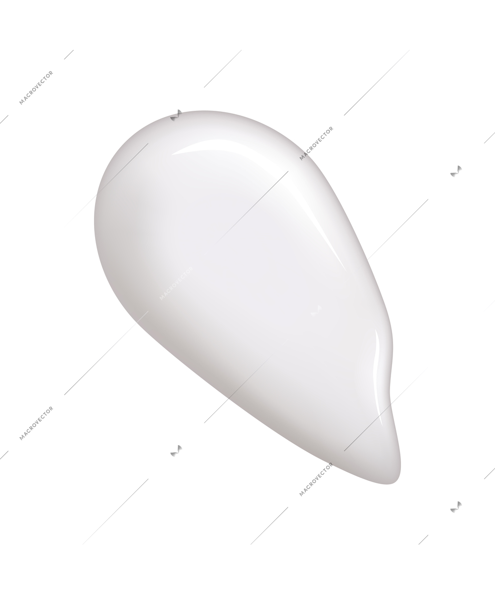 Cosmetic cream smear of white color on blank background realistic vector illustration