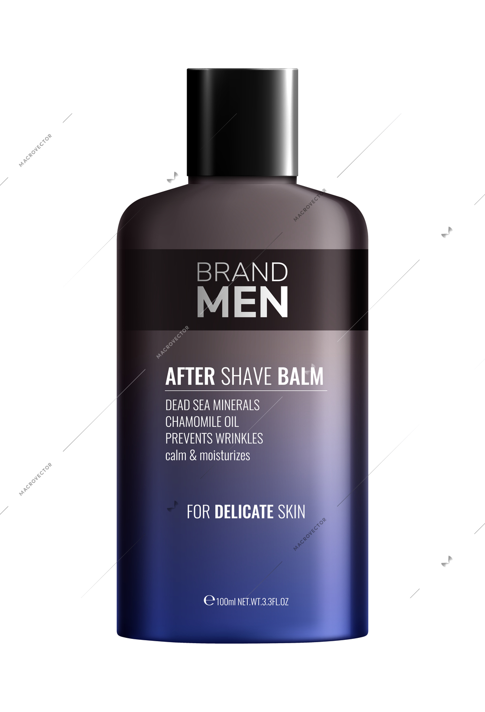 Realistic men after shave balm bottle mockup vector illustration