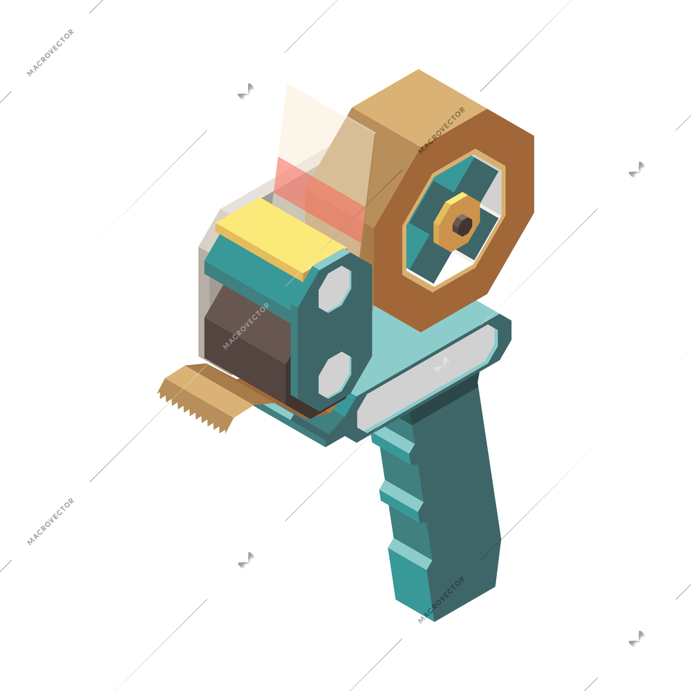 Isometric packaging tape dispenser icon 3d vector illustration