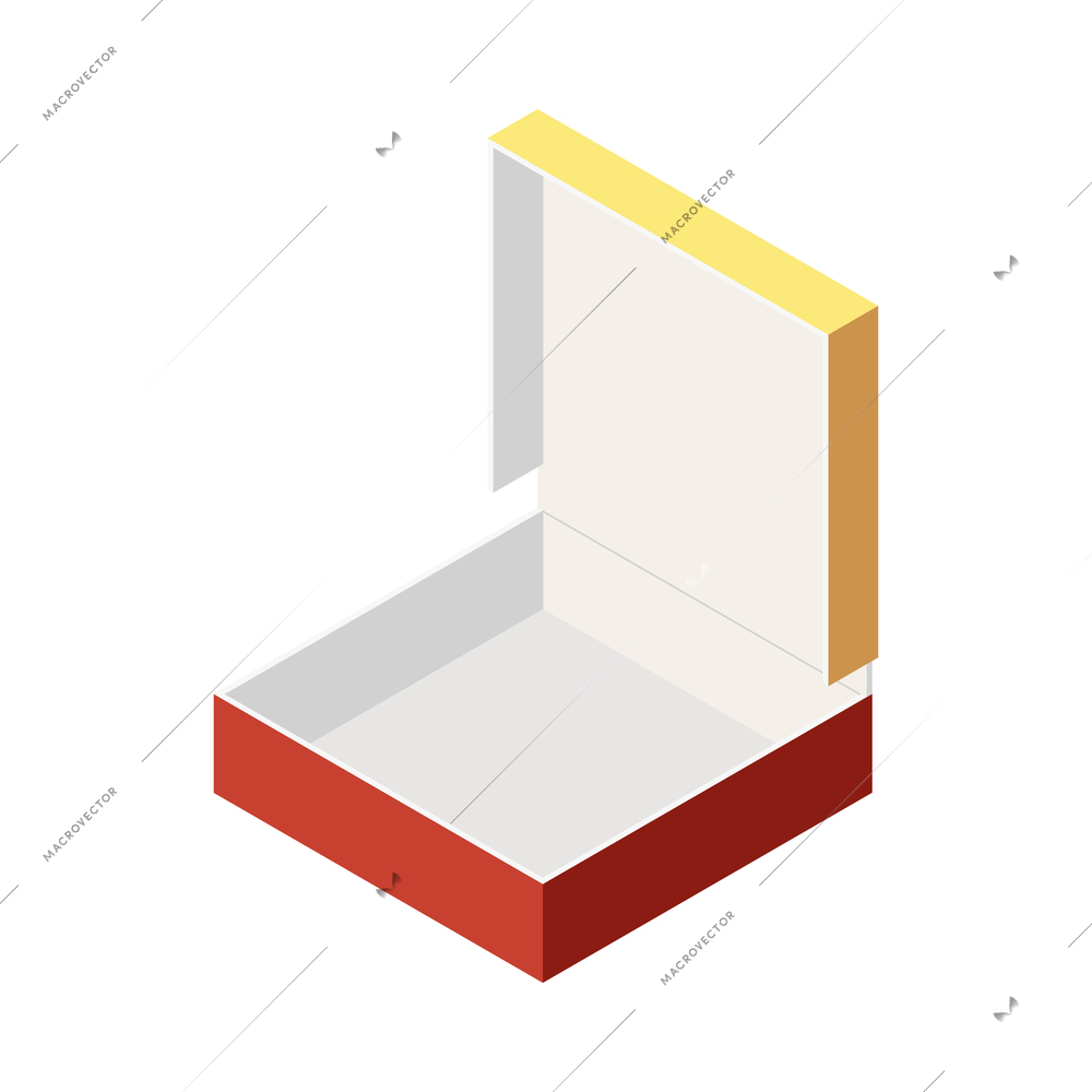 Empty cardboard gift box isometric 3d vector illustration