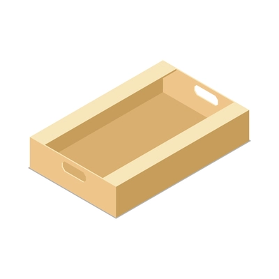 Isometric empty cardboard box for fruits or vegetables 3d vector illustration