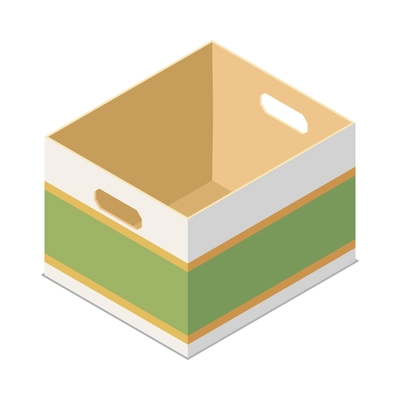 Empty cardboard box on white background 3d isometric vector illustration