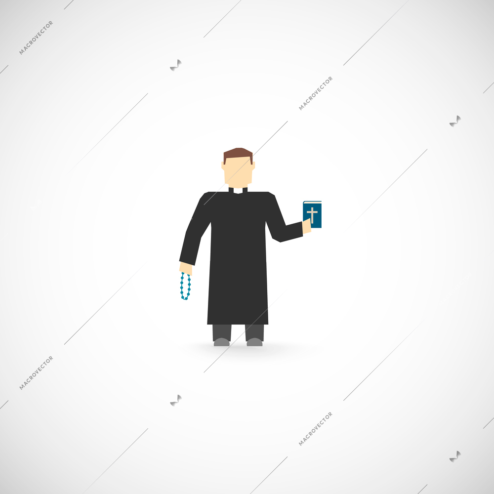 Christian church priest character flat icon vector illustration