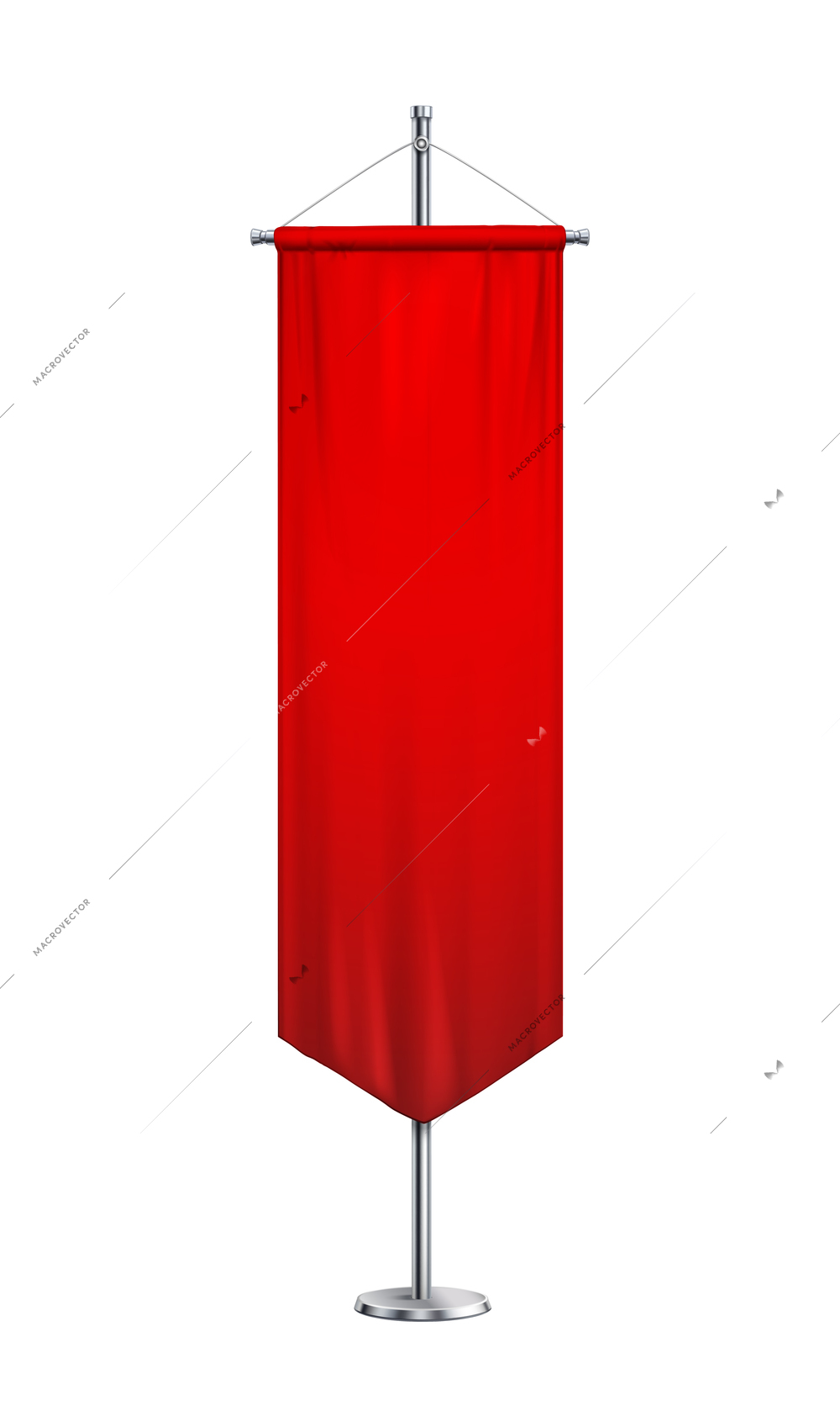 Realistic red advertising pennant on stainless steel pole vector illustration