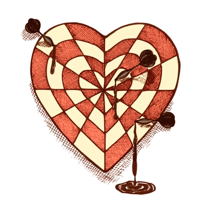 Target shaped heart with arrows emblem vector illustration