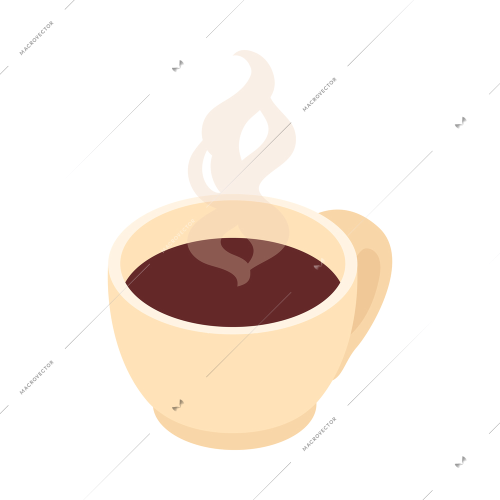 Isometric cup of hot coffee 3d icon on white background vector illustration