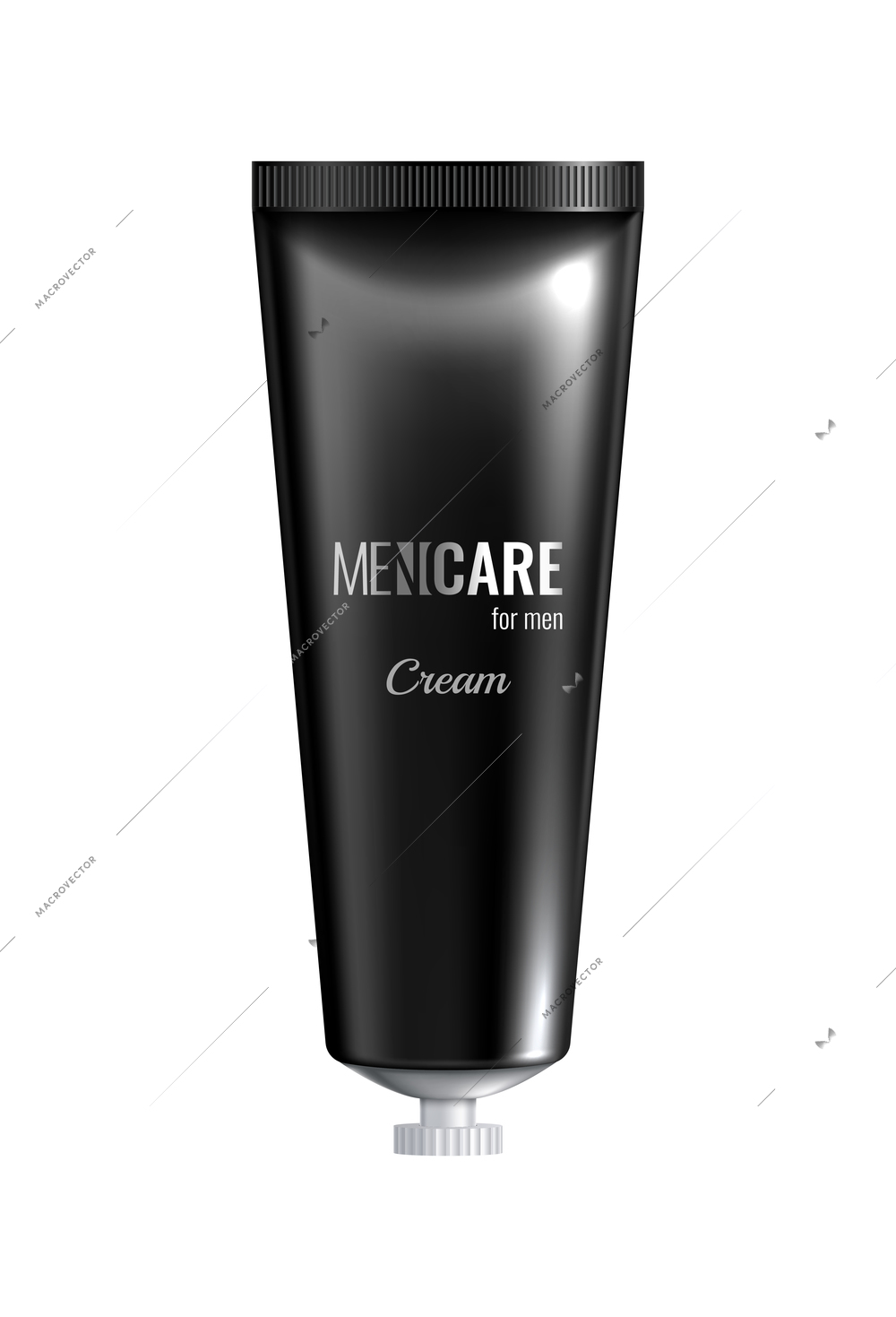 Realistic black tube of facial or body cream for men vector illustration