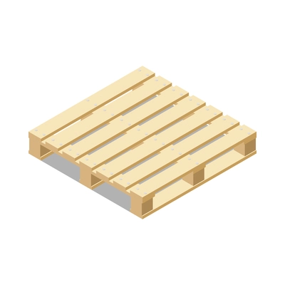 Isometric empty wooden pallet on white background 3d vector illustration