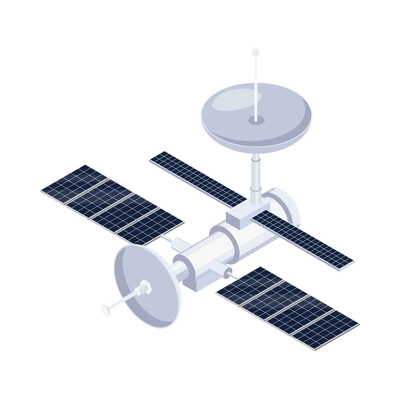 Isometric space satellite icon on blank background 3d vector illustration