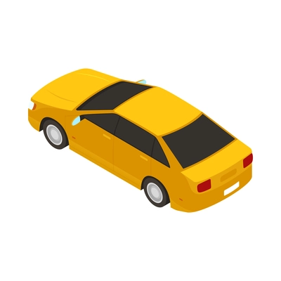 Yellow car back view isometric icon 3d vector illustration