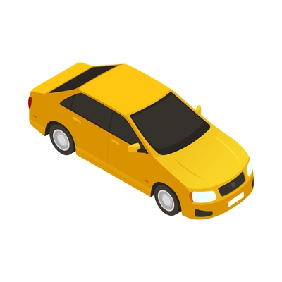 Yellow car isometric icon on white background 3d vector illustration