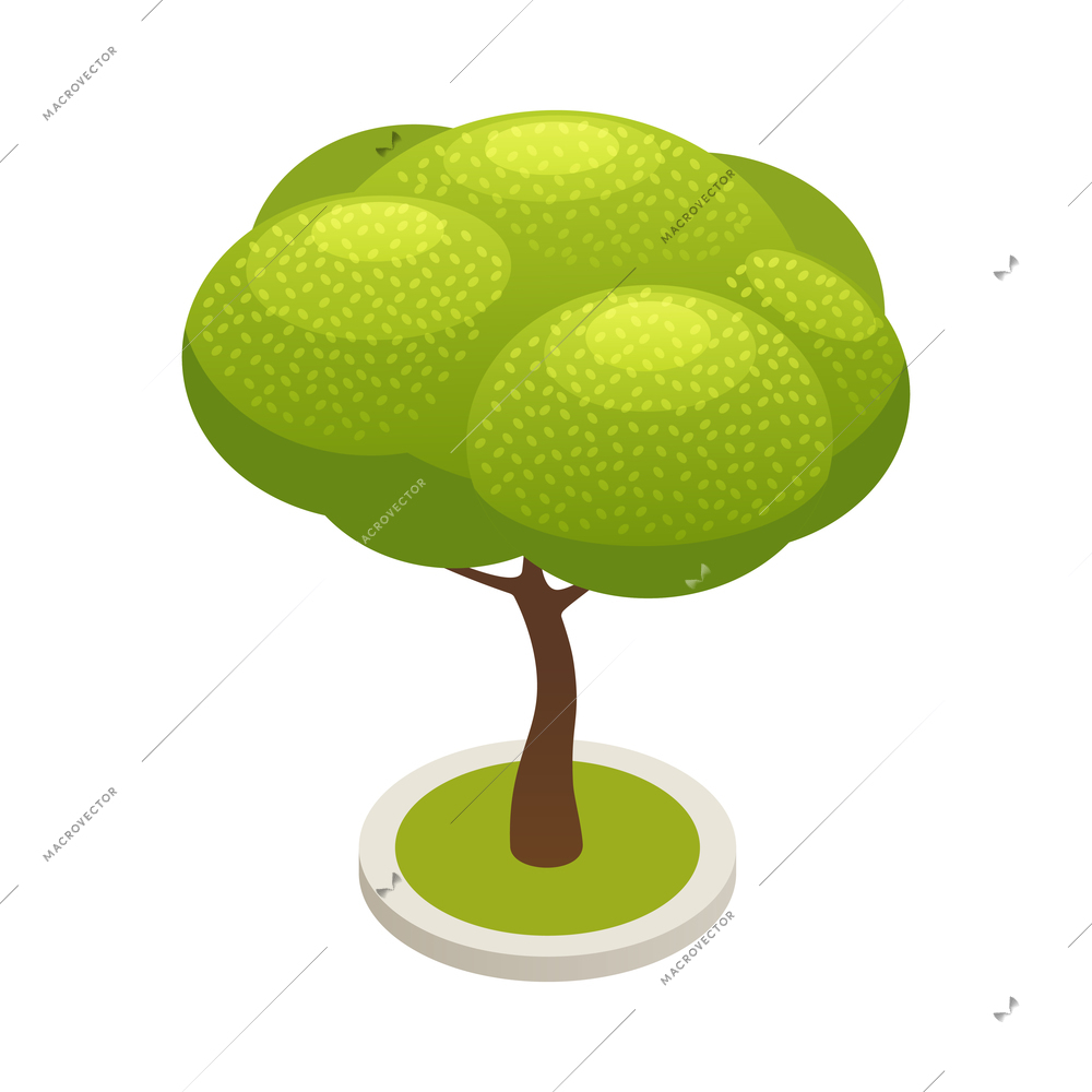 Green foliage tree city constructor isometric icon 3d vector illustration