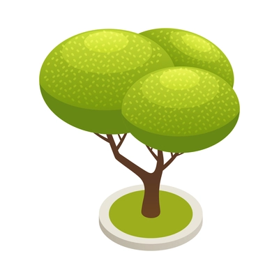 Isometric green foliage tree icon 3d vector illustration