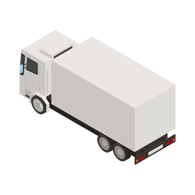 White delivery truck isometric icon back view 3d vector illustration