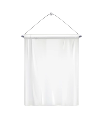 Realistic blank white rectangular satin pennant vector illustration