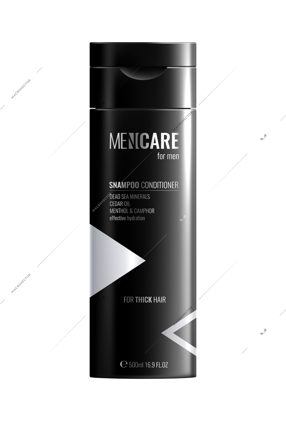 Realistic black shampoo conditioner bottle for men vector illustration