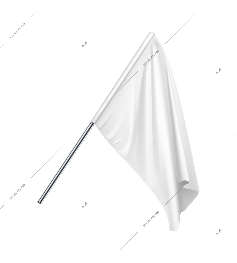 Realistic white satin flag on blank background vector illustration