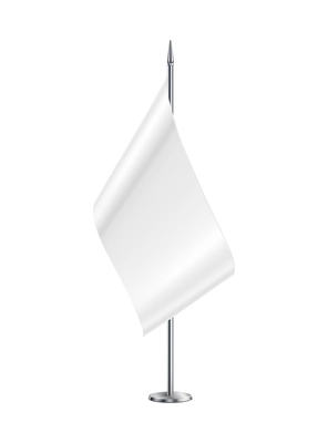 Realistic blank white flag on steel pole vector illustration