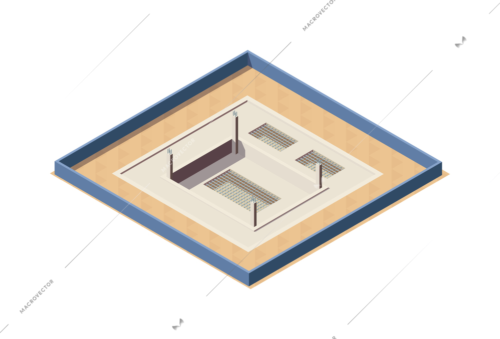 Isometric house construction site 3d icon vector illustration