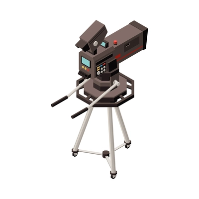 Isometric video camera on tripod 3d vector illustration